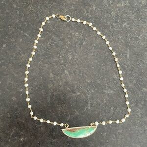 Turquoise and pearl dainty necklace
